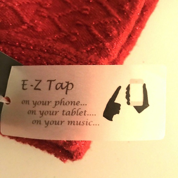 Steve Madden for Macys Zigzag EZ Tap Touchscreen Gloves Red Metallic NEW - Picture 3 of 3